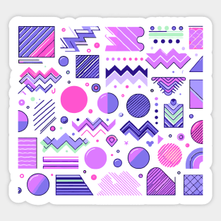 Pink Purple 80s Retro Geometric Pattern Sticker